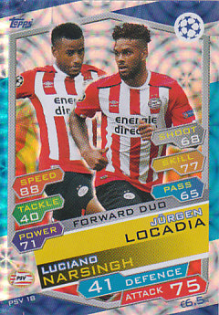 Luciano Narsingh / Jurgen Locadia PSV Eindhoven 2016/17 Topps Match Attax CL Forward Duo #PSV18